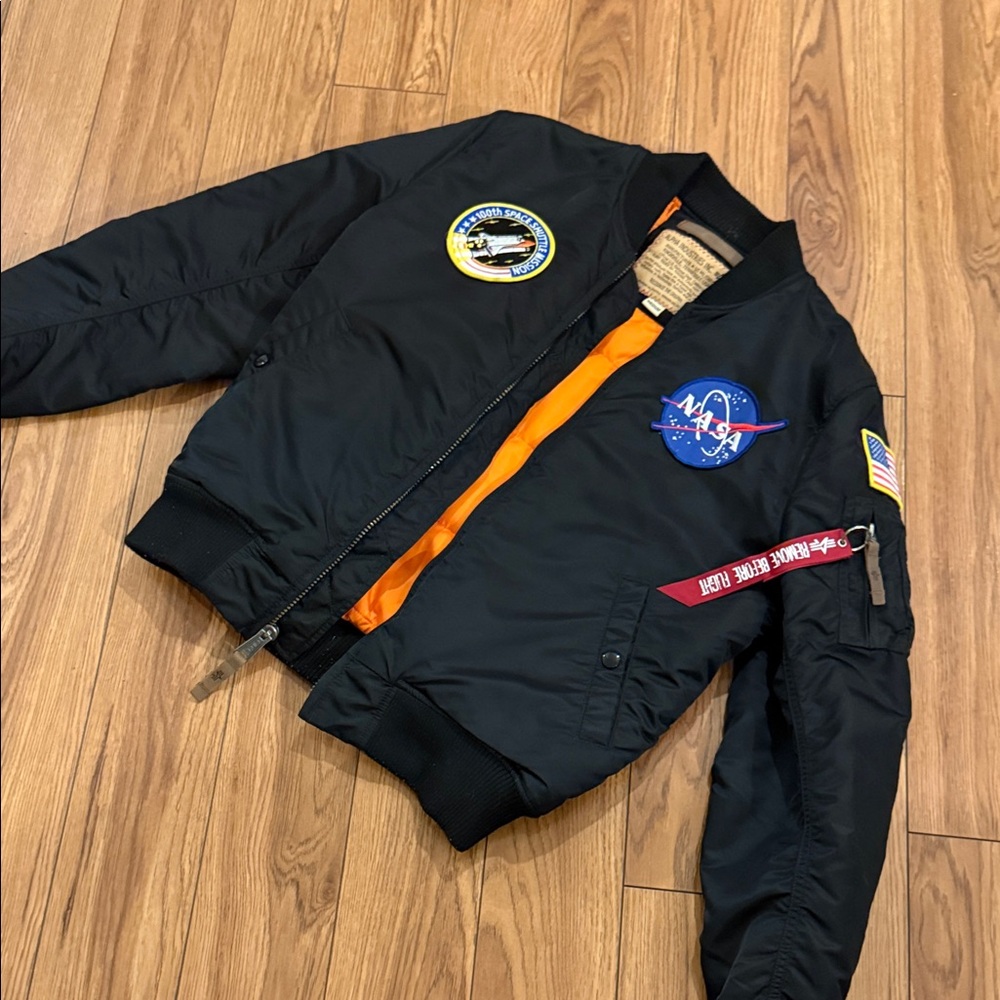 Collectible 100th Anniversary Limited Space Shuttle Black NASA Bomber Jacket